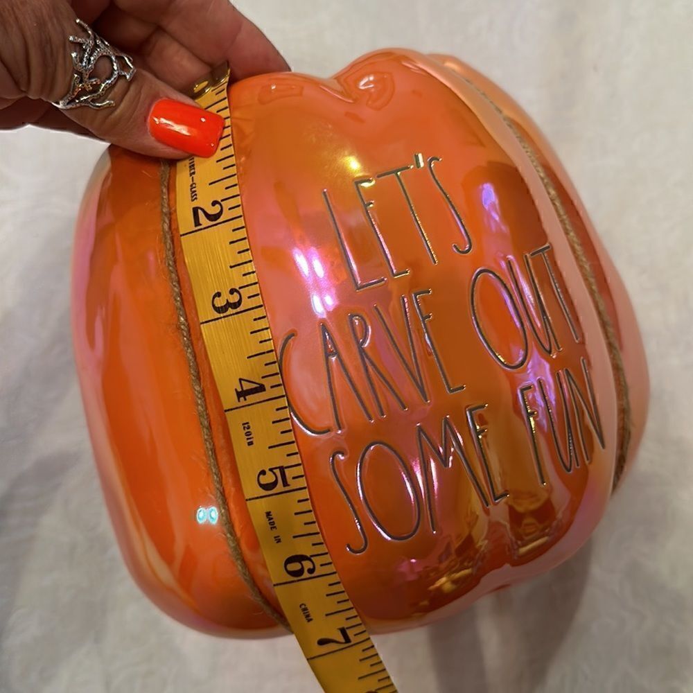 Rae Dunn Ceramic Orange Luster Lets Carve Out Some Fun Pumpkin Canister - Picture 4 of 7